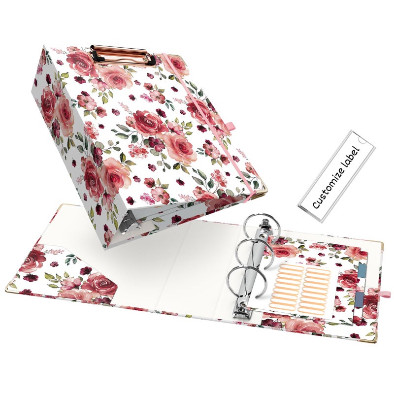 EYROZILL Mini Binder 3 Ring 2 Inch for 5.5"" x 8.5"" Paper with 5-Tab Dividers  A5 Binders with Clipboard for School Office Supplies and Home  Rose - Image 1